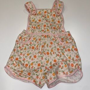 EUC Serendipity Oranges Romper. GIRLS Size S(4T-5T).